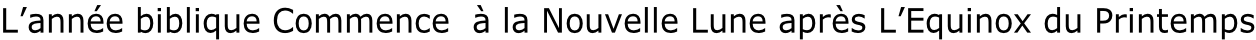 L’année biblique Commence  à la Nouvelle Lune après L’Equinox du Printemps